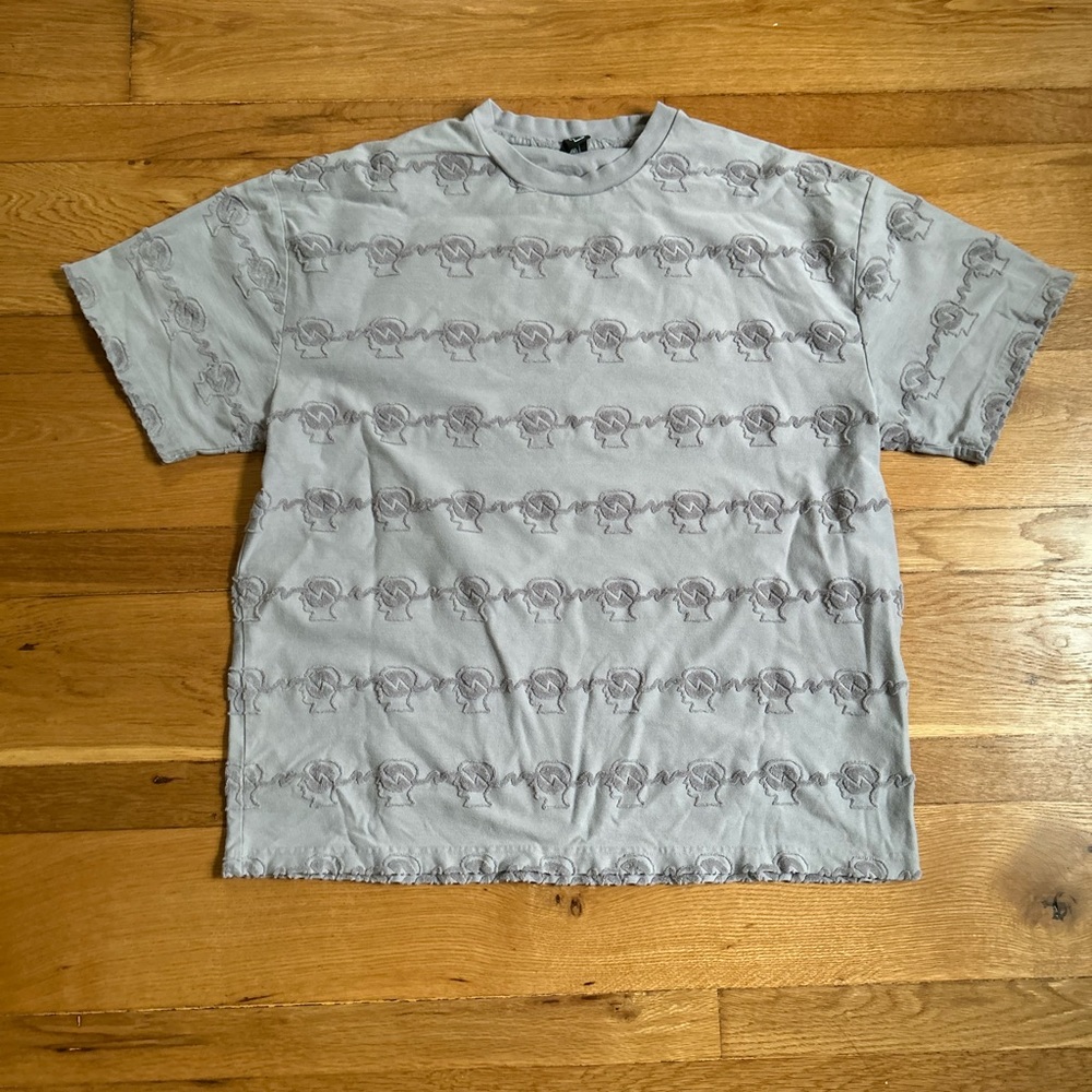 Brain dead Textured Tee; XL ; Blue Grey